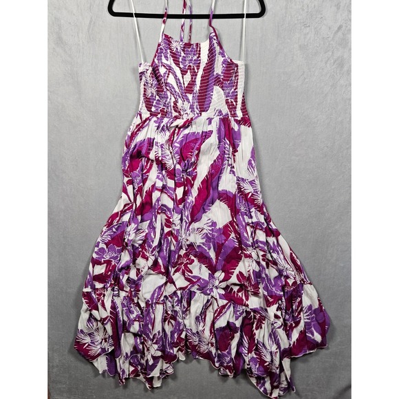 Free People Dresses & Skirts - Free People Intimately Maxi Dress Womens Large Purple Floral Smocked Halter Boho